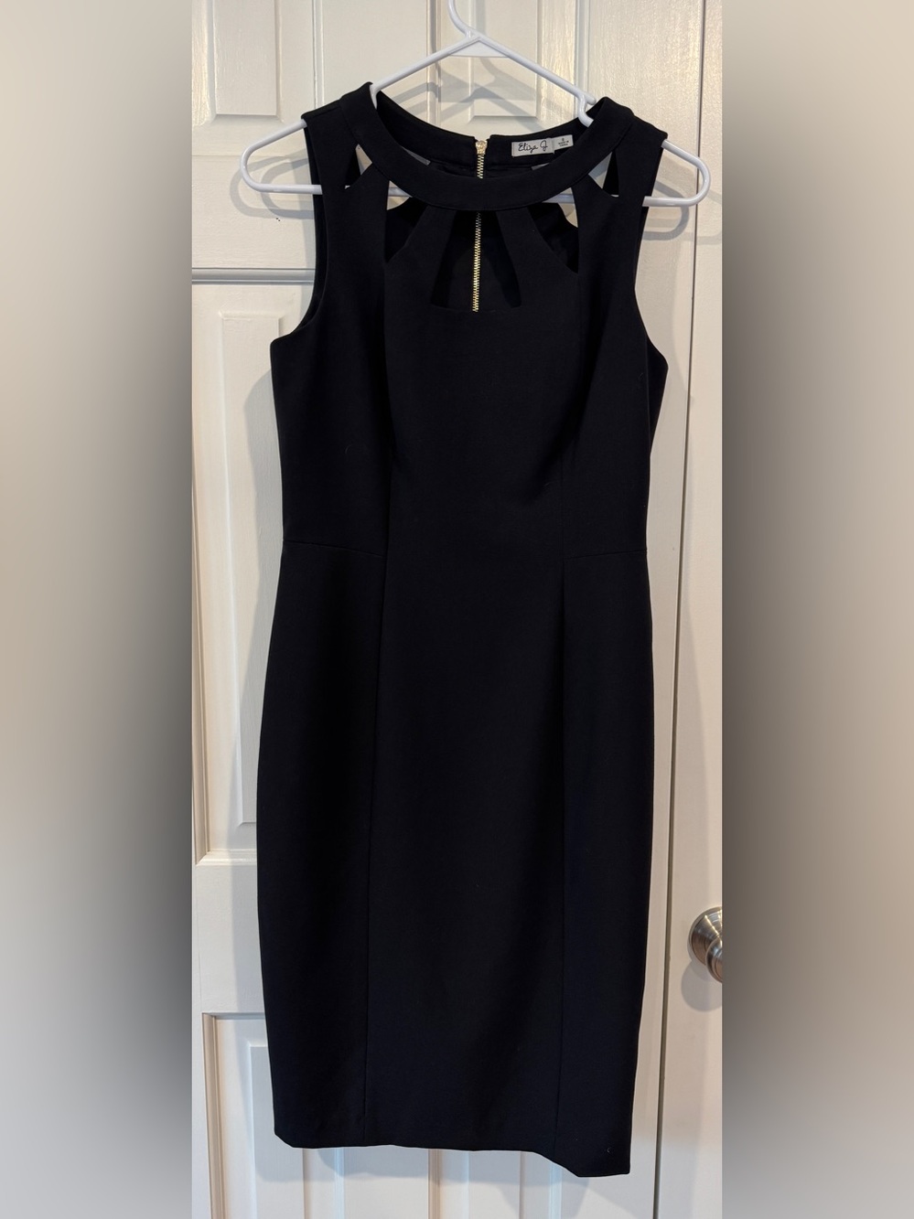 Eliza J Black Cutout Neck Sheath Dress
